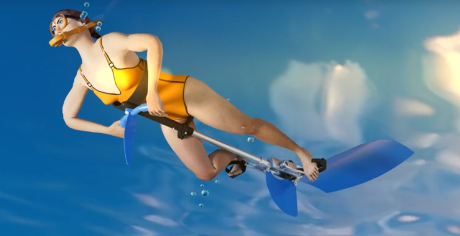 Устройство Владимира Михайлова для плавания с движителем в форме ласты